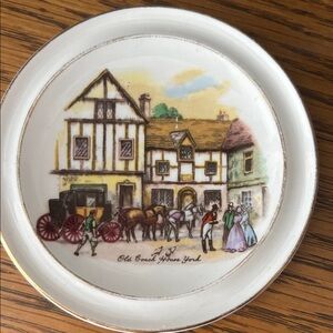 Vintage Decorative Plate with Old Coach Scene
